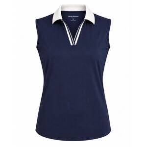 Tommy Bahama Golf Polo Top XL Navy Sleeveless Performance Stretch Shirt